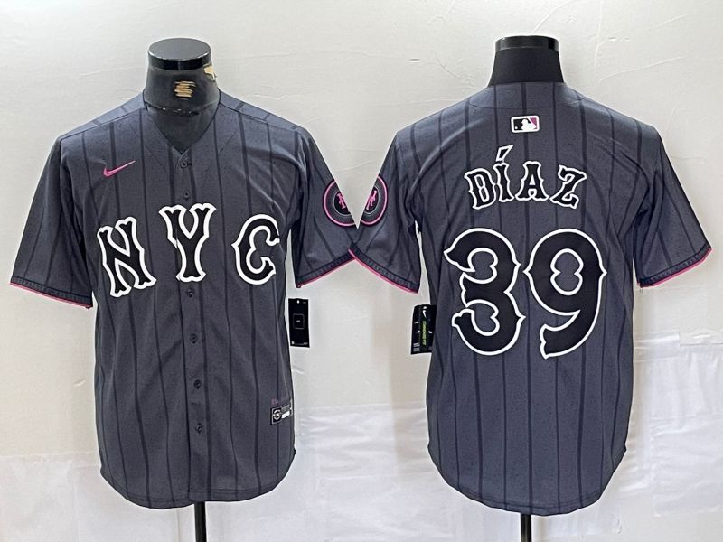 Men New York Mets 39 Diaz Black City Edition 2024 Nike MLB Jersey style 4